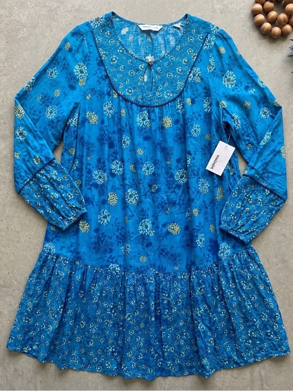 Sonoma Blue Floral Long Sleeve Dress Size 0X